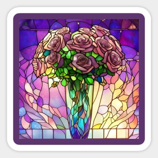 Stained Glass Roses In A Vase Sticker